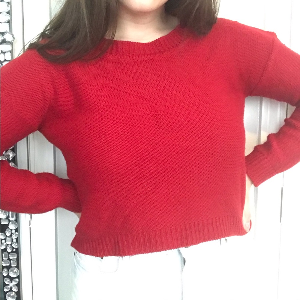 Red crop sweater